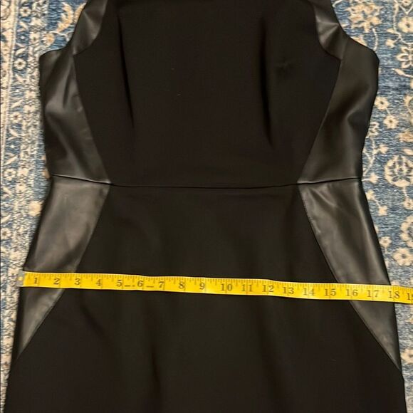 White House Black Market Boatneck Sheath Sleeveless Faux Leather Panels Dress - Picture 10 of 16